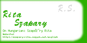 rita szapary business card